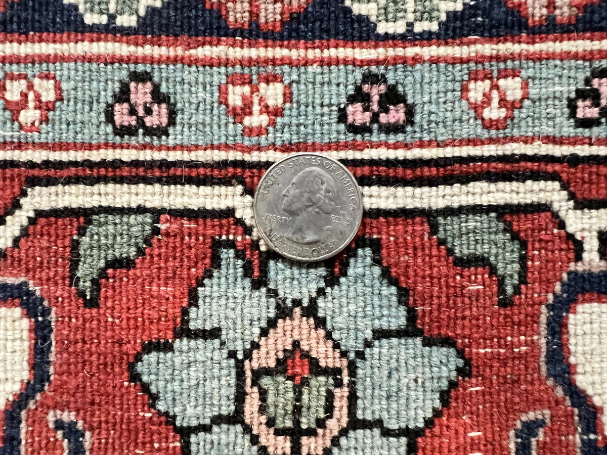 Pak Persian Rug 3x4, Wool Hand Knotted Vintage Traditional Carpet, Navy Blue & Red, Very Fine Small Handmade Floral Rug - Jewel Rugs, view 11