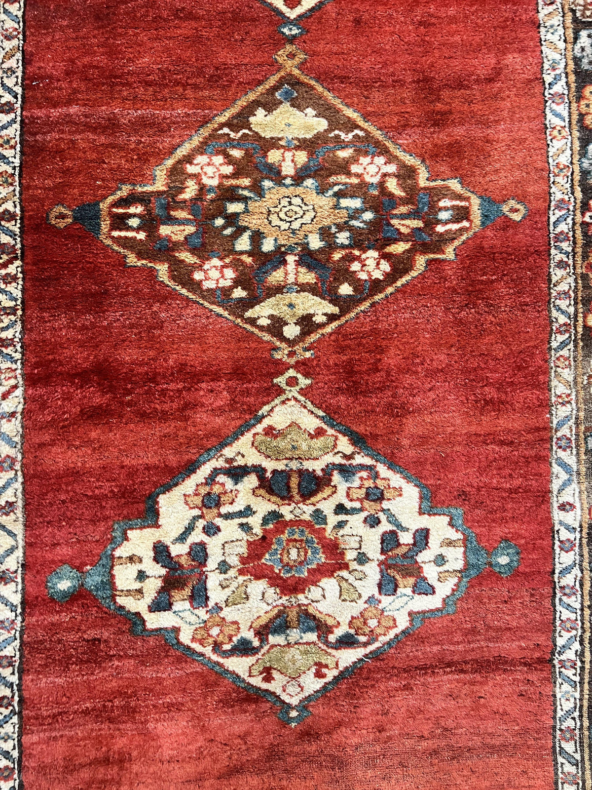 Antique Persian Bidjar Rug 4x8, Triple Medallions, Handmade Oriental Carpet, 1920s Rug, Wool Rug, Red - Jewel Rugs, view 5