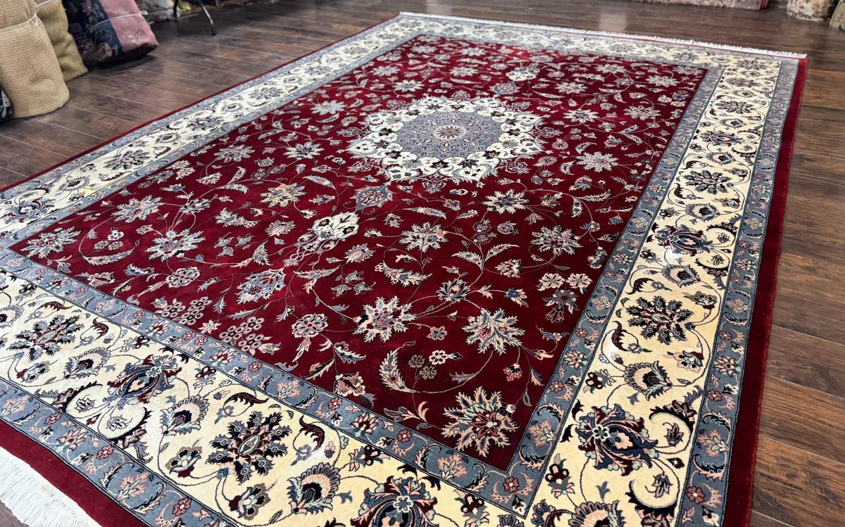 Pak Persian Rug 9x12, Maroon and Ivory, Wool Handmade Vintage - Jewel Rugs, view 3