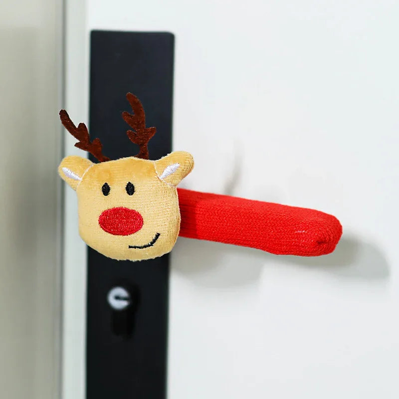 Fabric Elf Door Knocker with Golden Bell & Hook, Red/Green Christmas Door Hanger