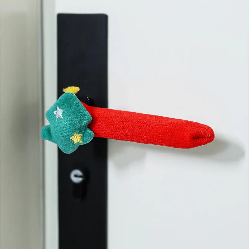 Fabric Elf Door Knocker with Golden Bell & Hook, Red/Green Christmas Door Hanger