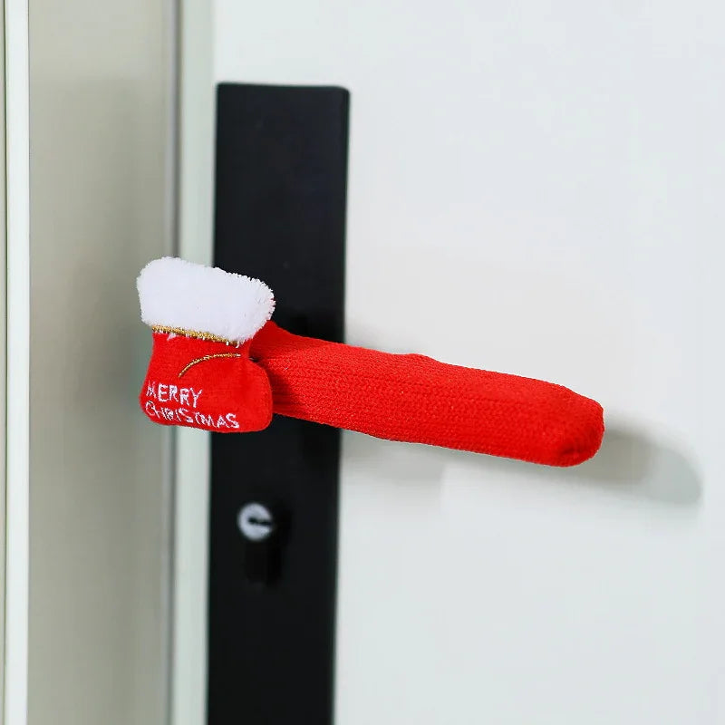 Fabric Elf Door Knocker with Golden Bell & Hook, Red/Green Christmas Door Hanger