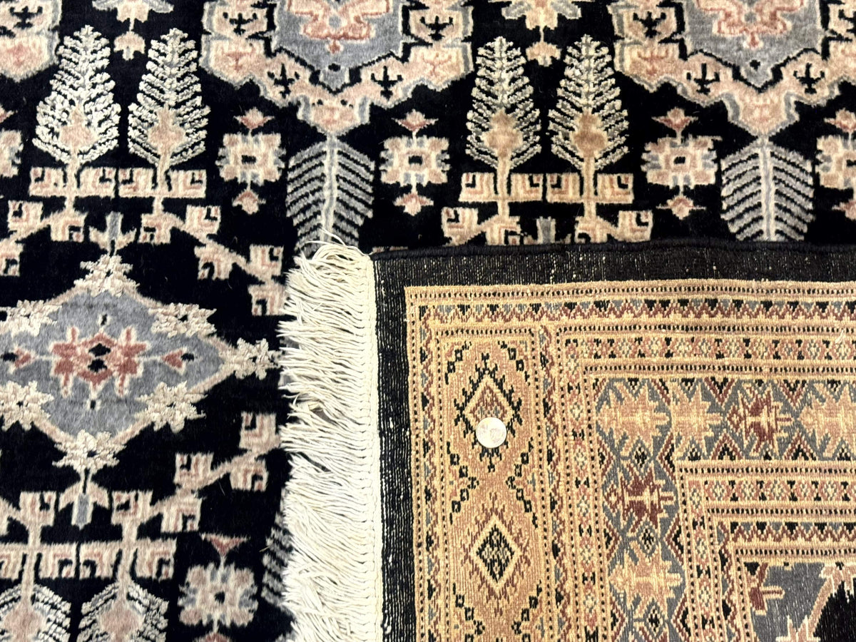 Turkoman Bokhara Rug 6x9, Pakistani Carpet, Black, Hand Knotted - Jewel Rugs, view 11