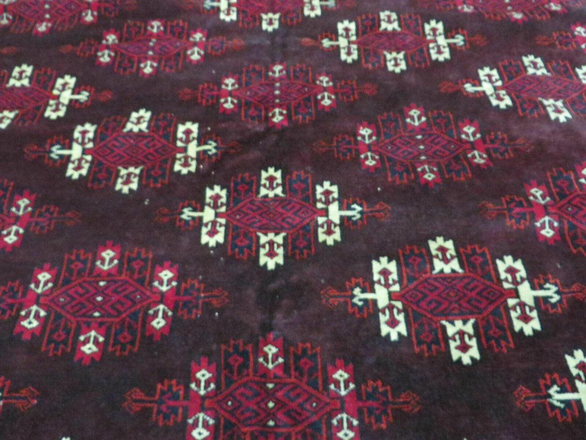 7' X 10' Antique Handmade Yamud Turkoman Wool Rug Excellent - Jewel Rugs, view 12