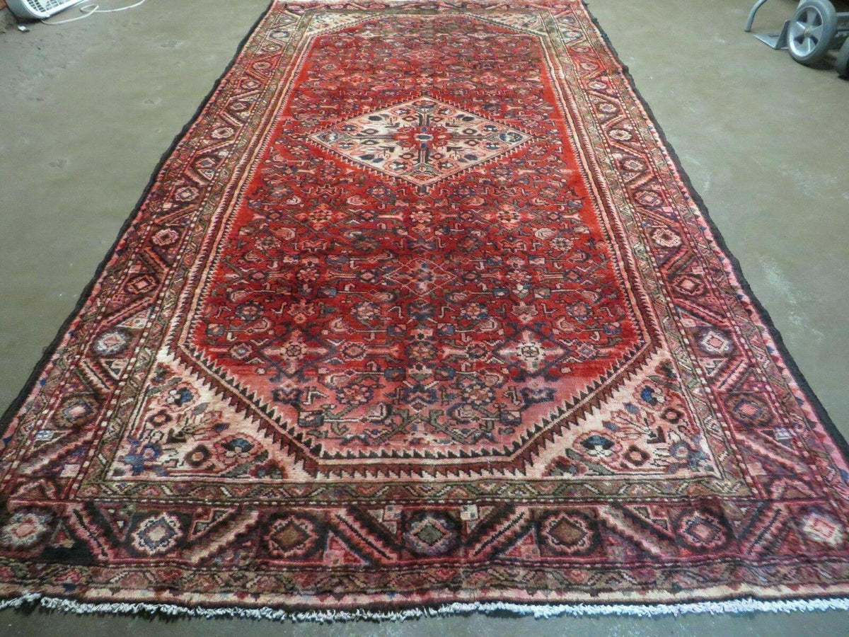 5' 6" X 10' Antique Handmade India Floral Oriental Wool Rug Veg Dyes Red Nice - Jewel Rugs, view 2