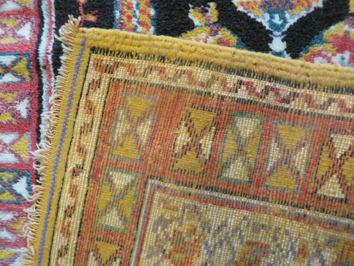 Antique Moroccan Runner Rug 3x7, Moroccan Prayer Rug, Double Mehrab Prayer Arches, Black and Red, Hand-Knotted Wool Carpet, Hallway Rug Nice - Jewel Rugs, view 11