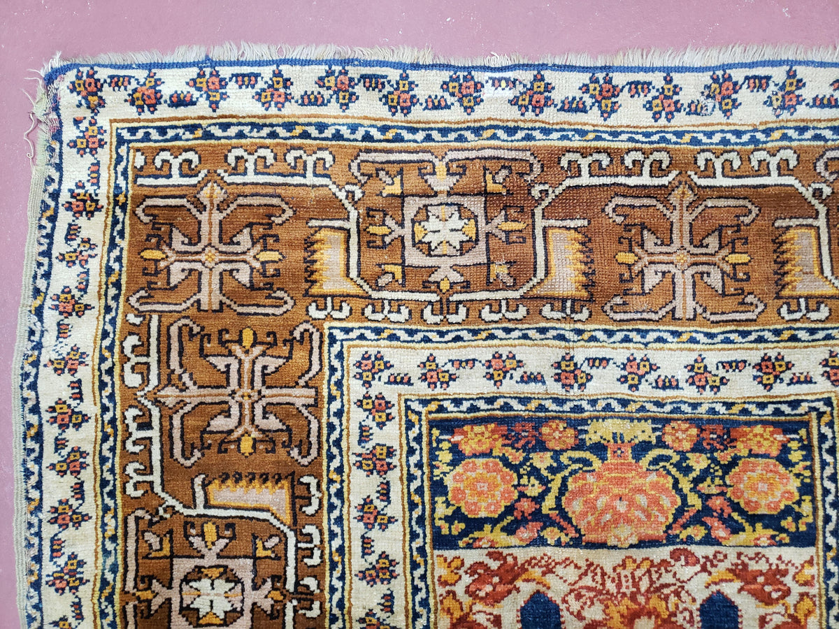 Antique Turkish Anatolian Ghiordes Prayer Rug, Twin Mihrabs, Rare Collectible Oriental Rug, Early 20th Century Prayer Rug, 3'9" x 5'2" - Jewel Rugs, view 6