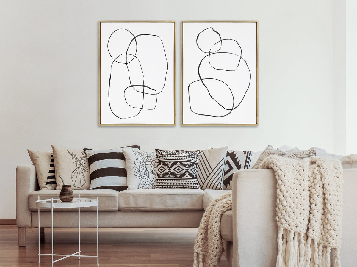 Sylvie Going in Circles Framed Textured Canvas Set by Teju Reval