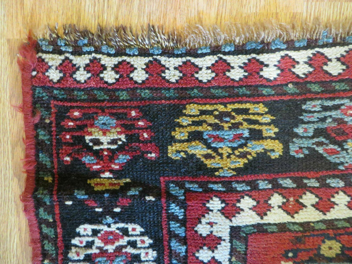 3' 3" X 10' Hand-Knotted Antique Handmade Caucasian Kazak Wool Runner Rug - Jewel Rugs, view 6