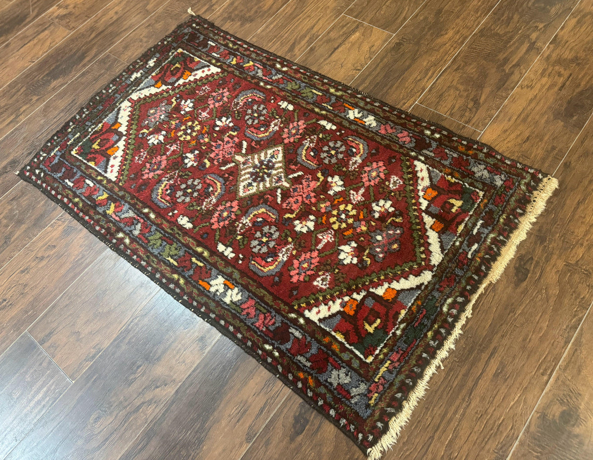 Small Red Persian Tribal Rug 2.6 x 4, Wool Rug, Persian Hamadan Rug - Jewel Rugs, view 3