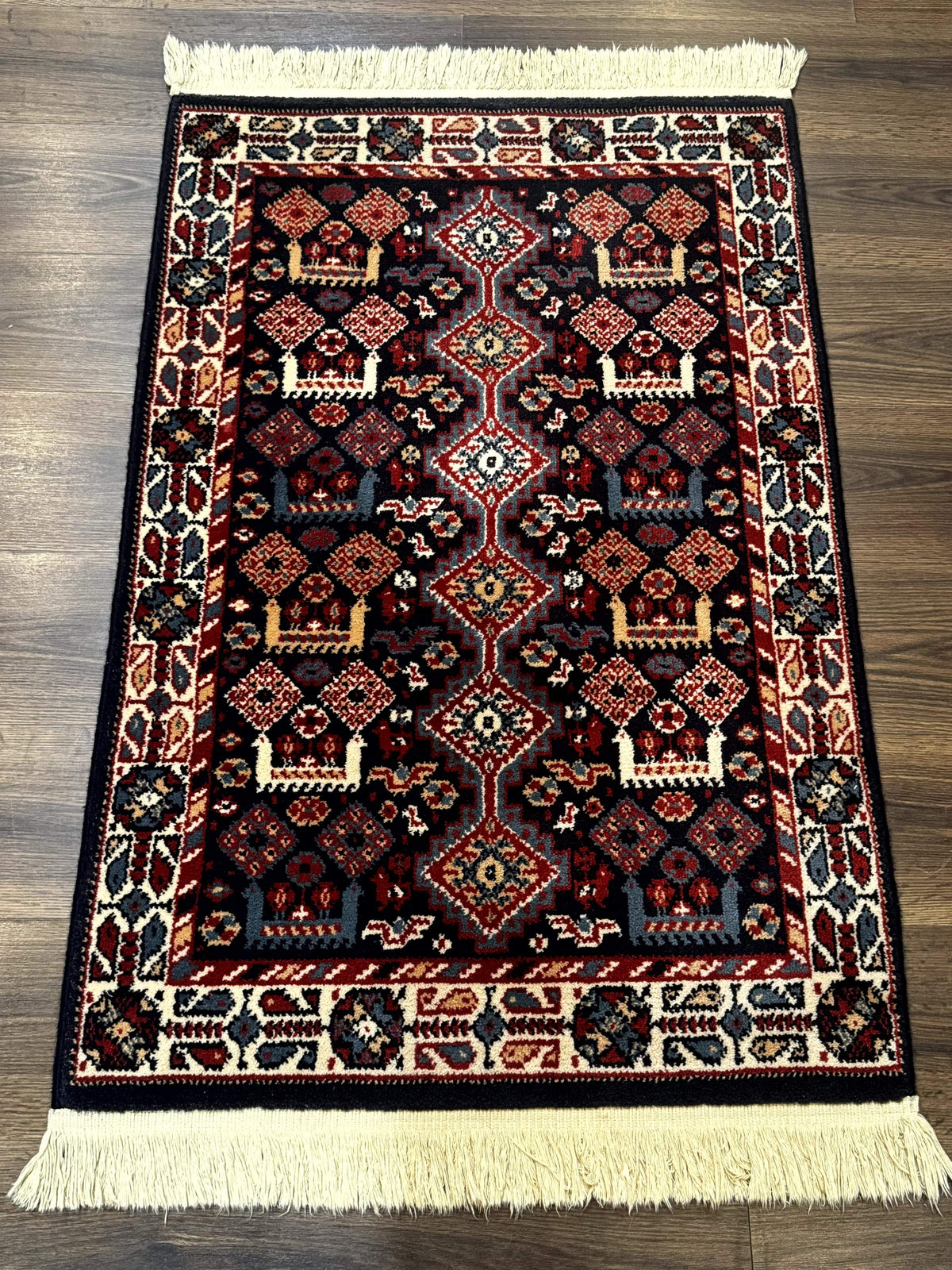 Small Karastan Rug 3x4, Yuruk Collection, Wool, Tribal, Geometric, Navy Blue - Jewel Rugs, view 2