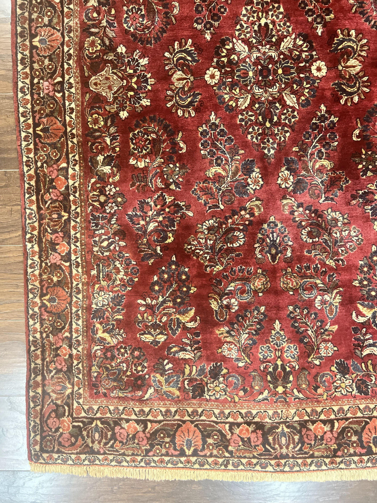 Antique Persian Sarouk Rug 4x7, Hand Knotted Wool Red Persian Carpet, Floral - Jewel Rugs, view 9