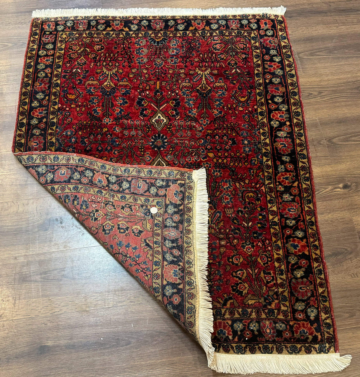 Antique Persian Sarouk Rug 3x4, Red, Floral, 1920s Wool Rug - Jewel Rugs, view 11