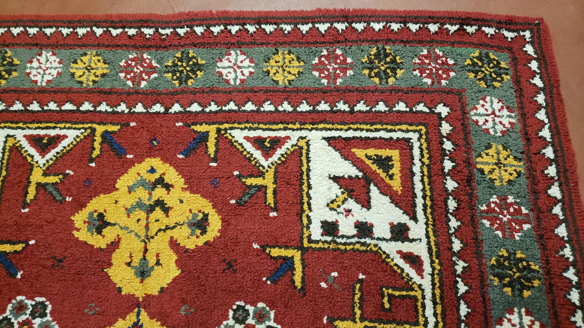 Colorful Moroccan Heriz Rug 6x9, Large Central Medallion, Red Yellow Blue - Jewel Rugs, view 13