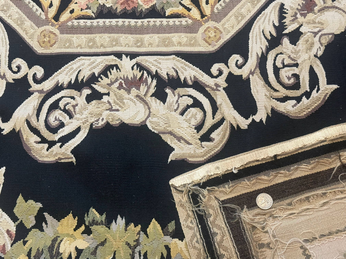 Aubusson Rug 6x8, European Design, Lion Pictorials, Black - Jewel Rugs, view 11