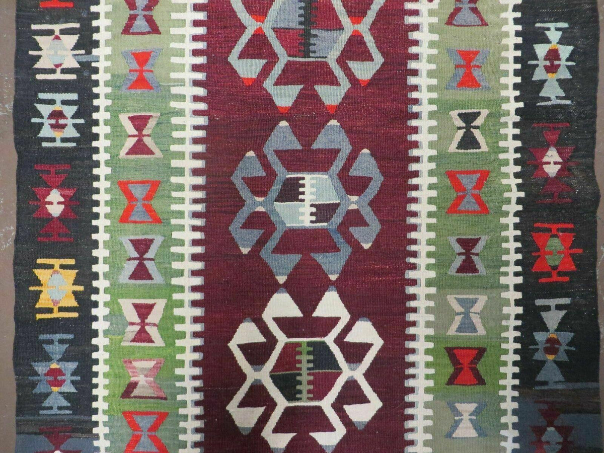 3' 8" X 5' Vintage Turkish Kilim Handmade Flat Weave Wool Rug Veg Dyes - Jewel Rugs, view 12