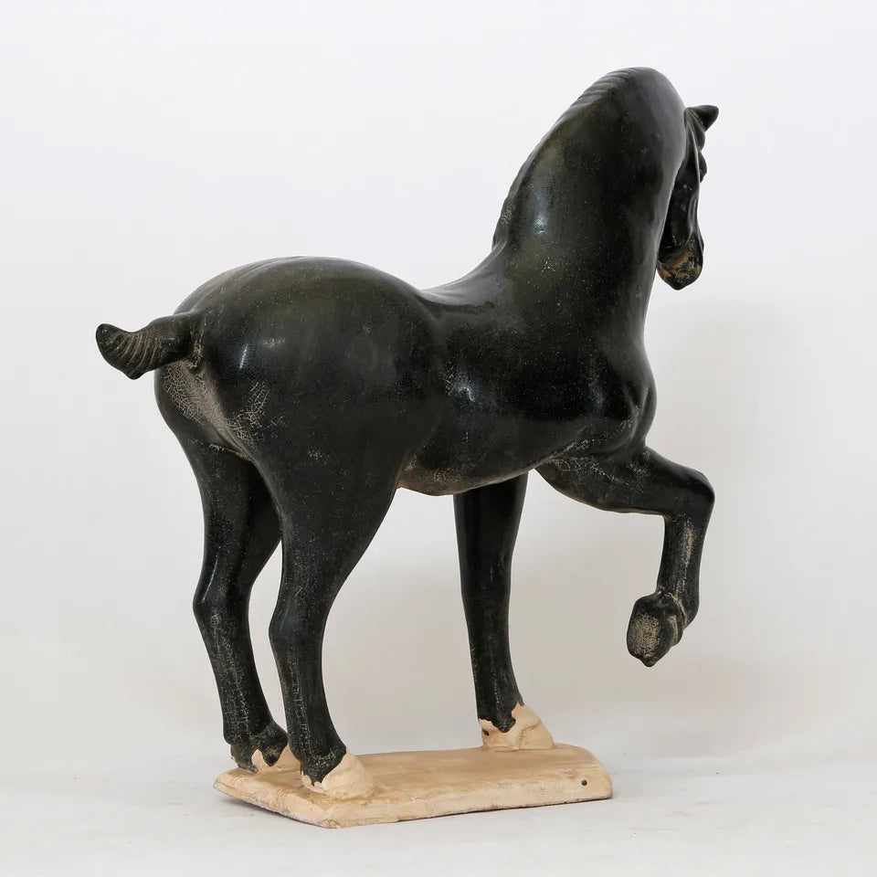 Terra Cotta Tang Horse Hoof Up, Black Glazed image 5