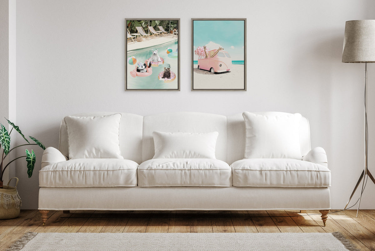 Sylvie Pool Party Framed Canvas by July Art Prints