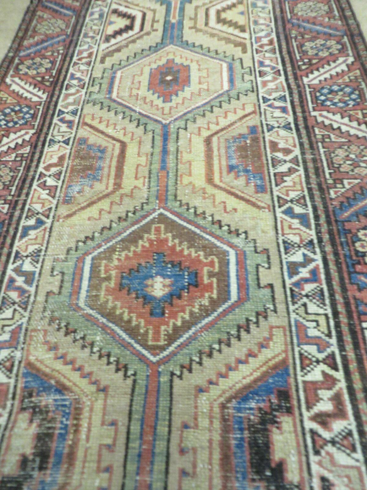 3'4" X 12' Antique Hand Made Turkish Wool Rug Runner Carpet Camel Hair Nice - Jewel Rugs, view 5