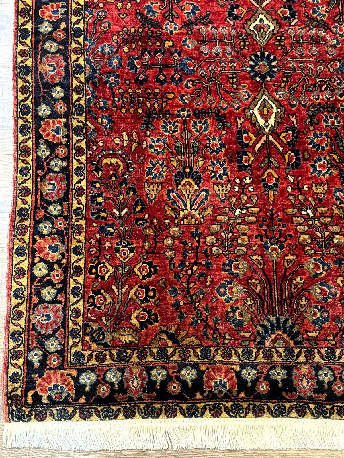 Antique Persian Sarouk Rug 3x4, Red, Floral, 1920s Wool Rug - Jewel Rugs, view 9