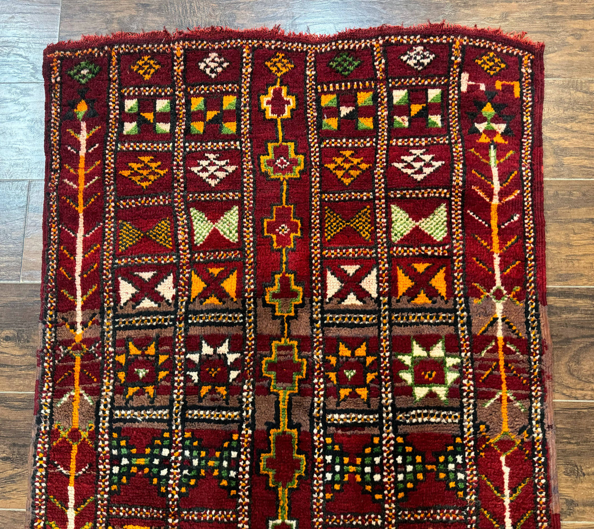 Moroccan Berber Tribal Rug 3x5, Geometric Area Rug, Red Orange Brown - Jewel Rugs, view 3