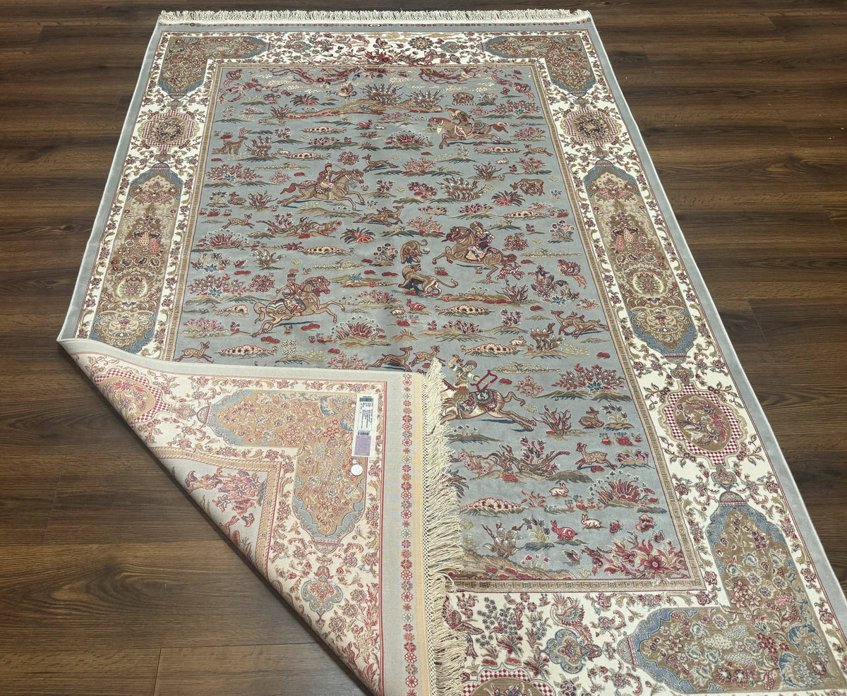 Turkish Silk Rug 5x7, Hunting Design, Animal Pictorials, Bamboo Silk - Jewel Rugs, view 12
