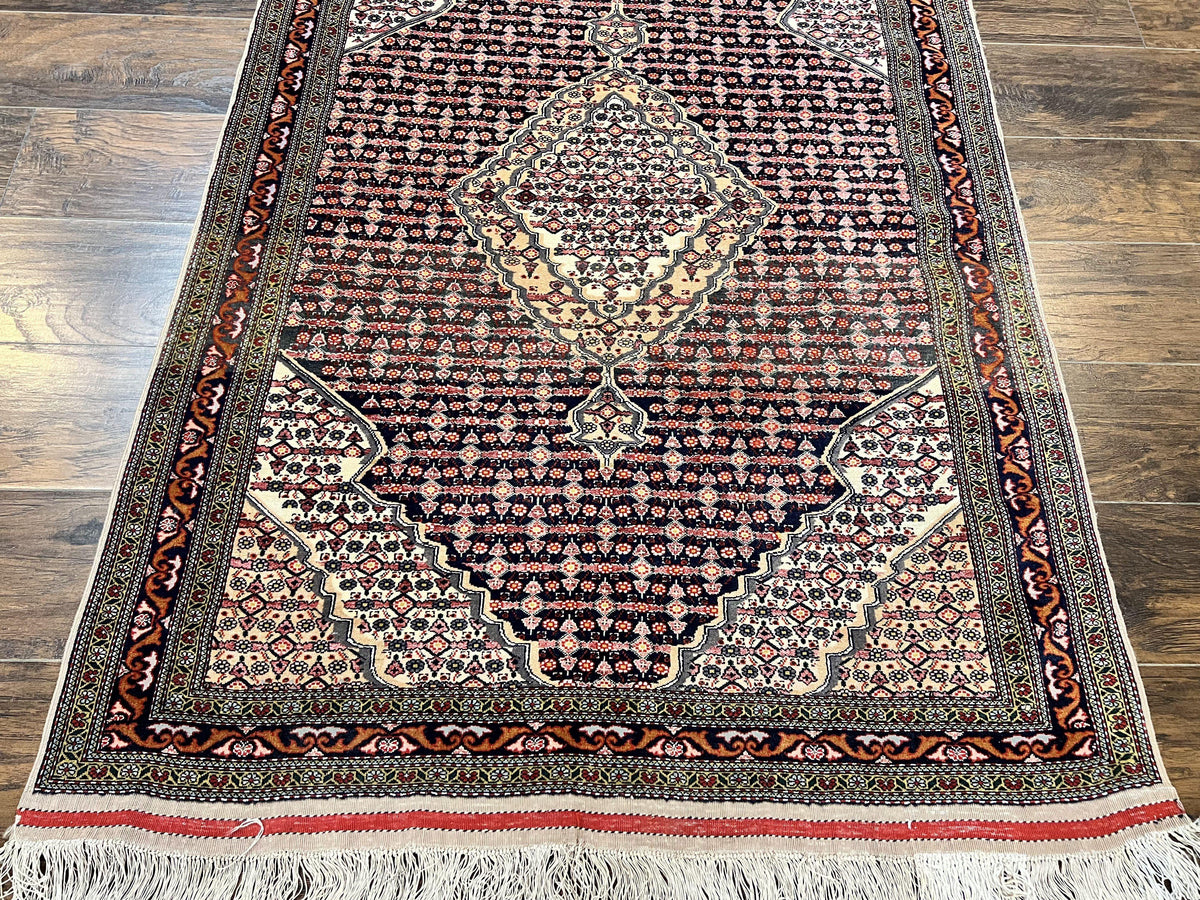 Afghan Rug 4x5, Wool with Silk Highlights, Very Fine Hand Knotted Vintage Oriental Carpet, Herati Pattern, Persian Rug, Bidjar Rug, 400 KPSI - Jewel Rugs, view 5