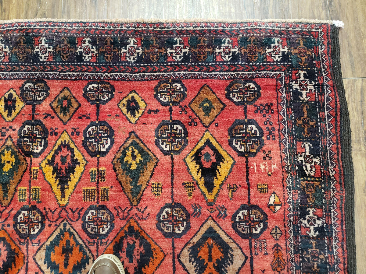 4 x 8 Handmade Baluch Afghan Turkoman Tribal Wool Rug Organic Dyes 8x4 Carpet - Jewel Rugs, view 5