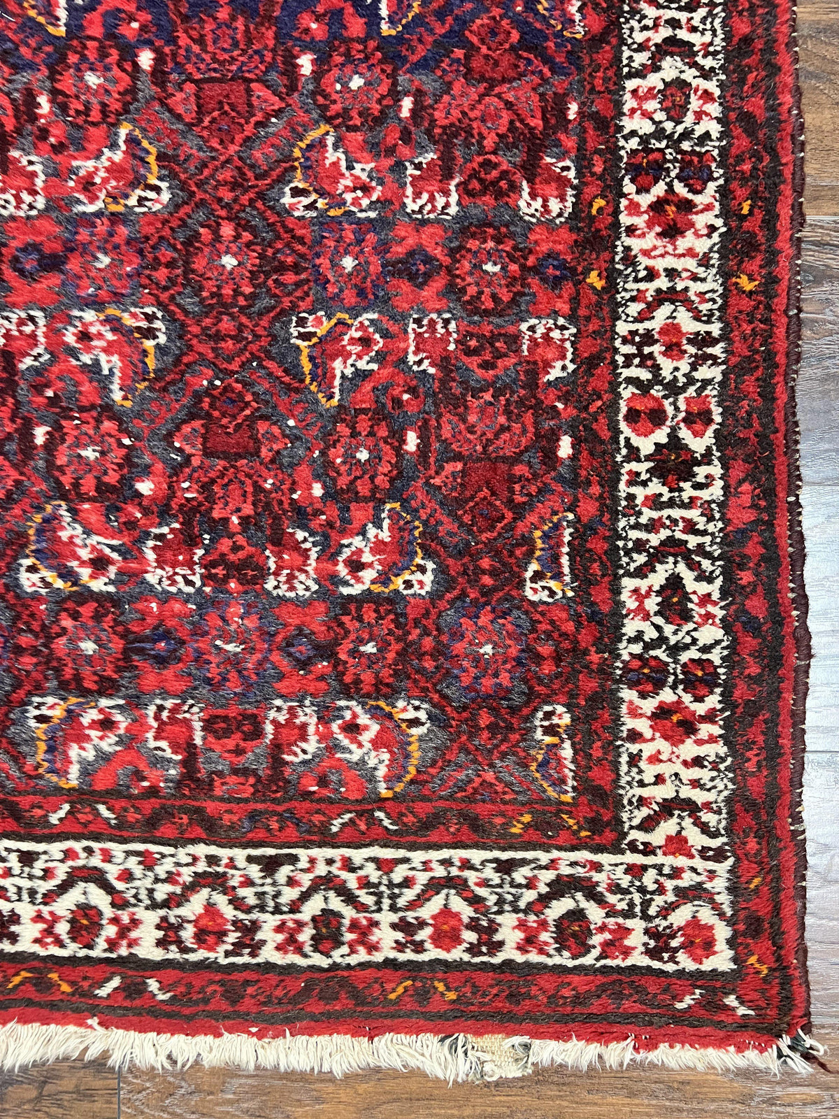 Persian Tribal Runner 3 x 9, Hamadan Dargazin Rug, Dark Blue and Red Wool Hand Knotted Hallway Rug, Vintage Antique Oriental Runner, 9ft Long Runner, Herati - Jewel Rugs, view 10