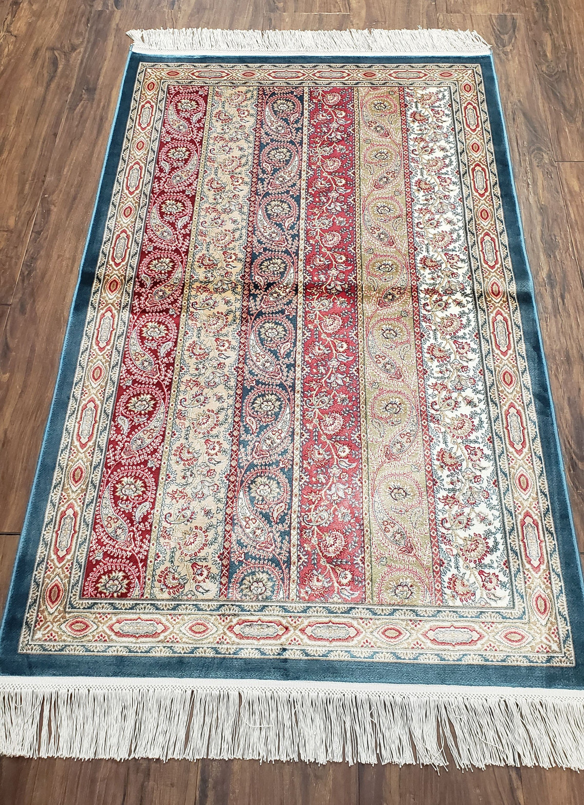 Paisley Pattern Silk Rug, Boteh Design, All Silk Accent Rug, Oriental Carpet, Very Detailed, 2' 8" x 4' 1", New, Bamboo Silk - Jewel Rugs, view 3