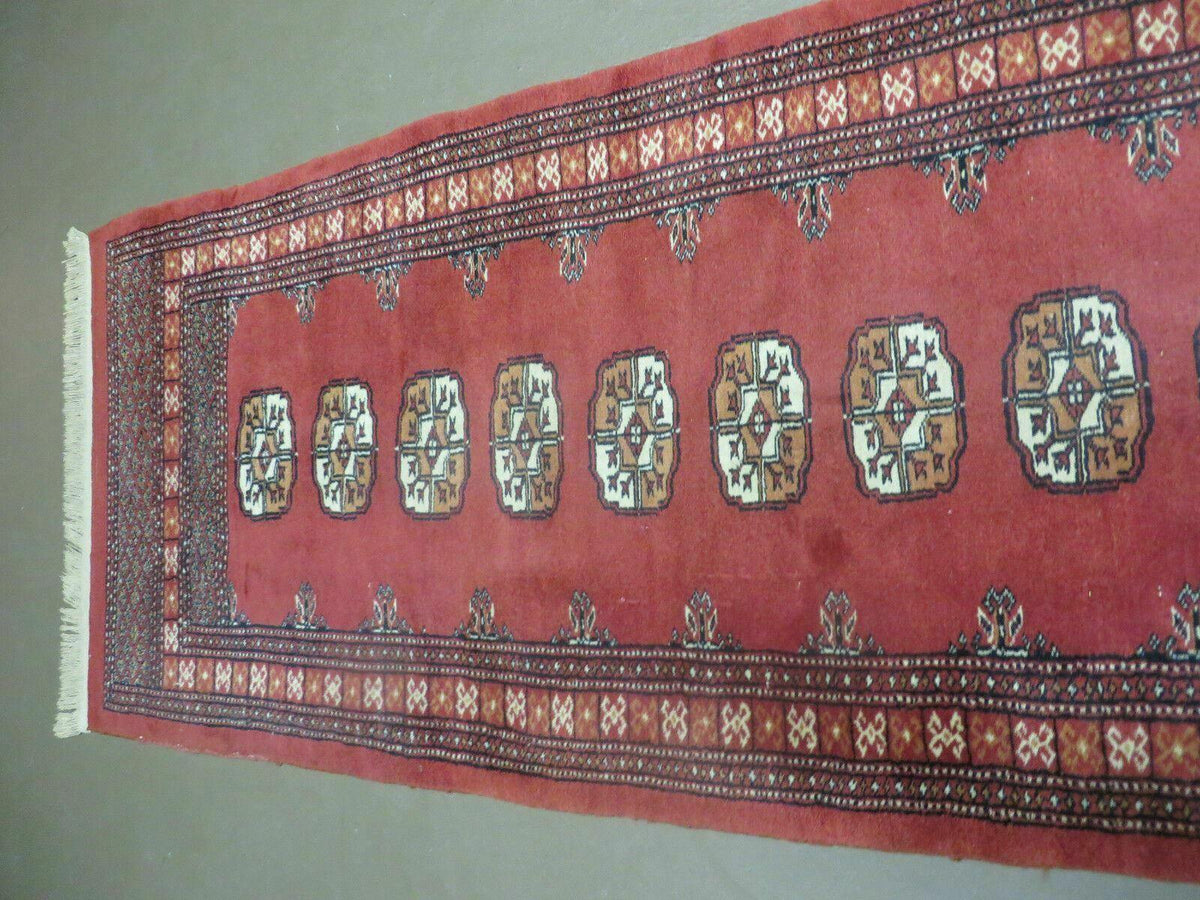 2' 8" X 10' Vintage Handmade Bokhara Turkoman Pakistani Wool Runner Rug Nice - Jewel Rugs, view 4