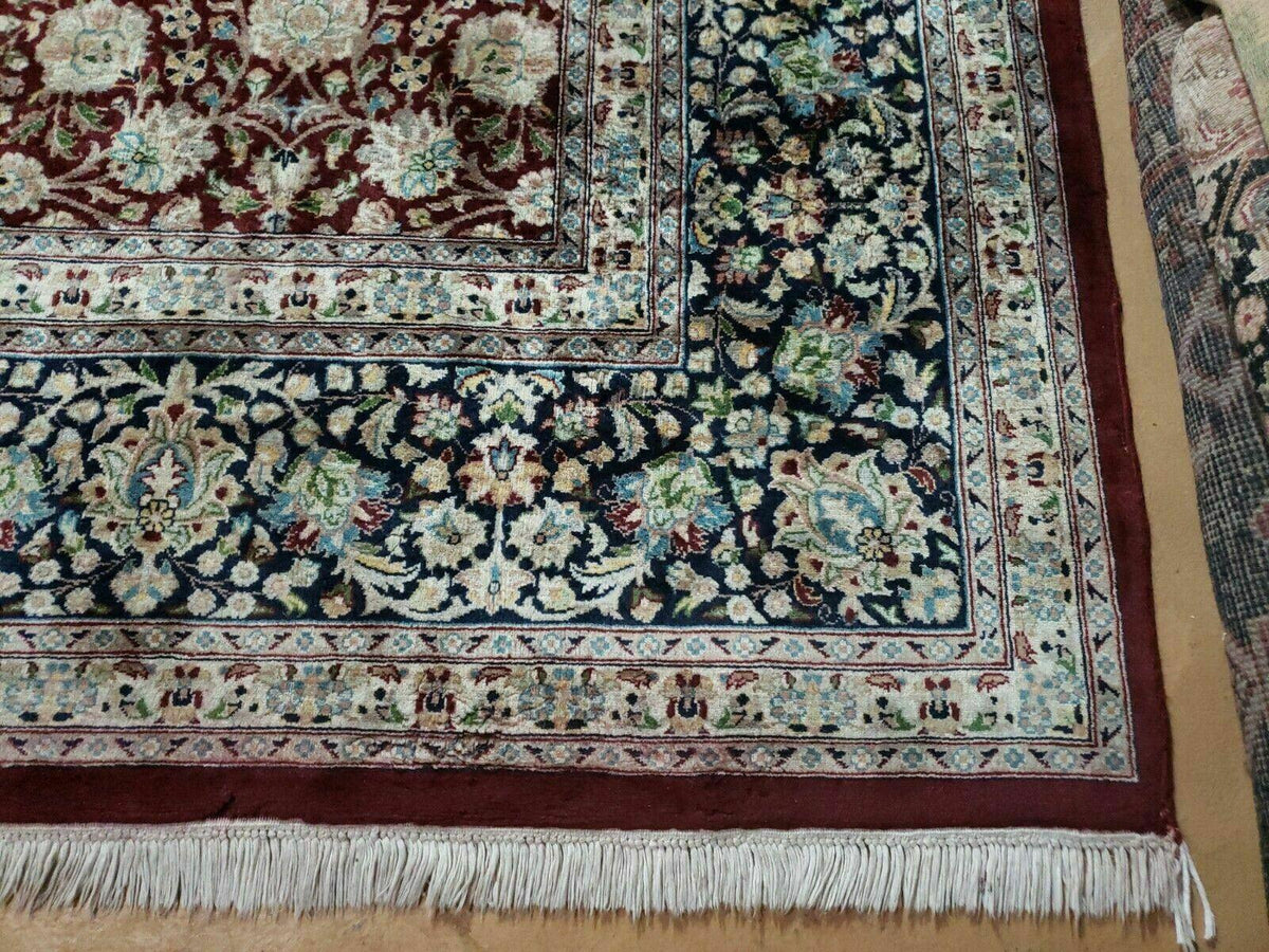 Persian Rug 9x12, Floral Allover, Very Fine, Handmade, Room Sized Oriental Carpet, Sino Persian, Maroon and Navy Blue - Jewel Rugs, view 10