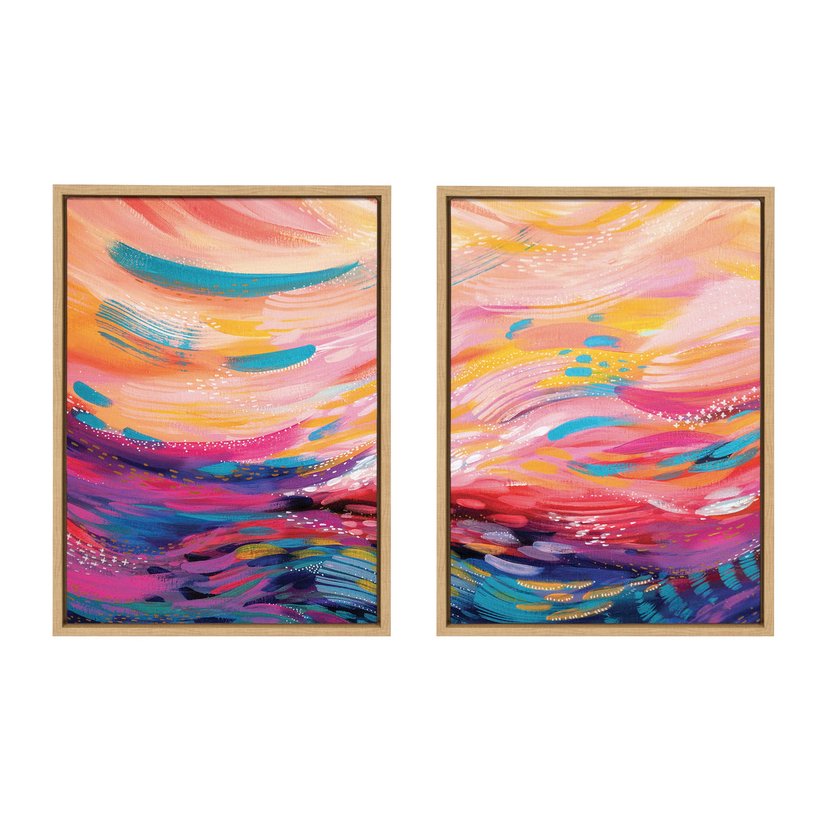 Sylvie Brush Strokes 90 Framed Canvas Set by Jessi Raulet of Ettavee
