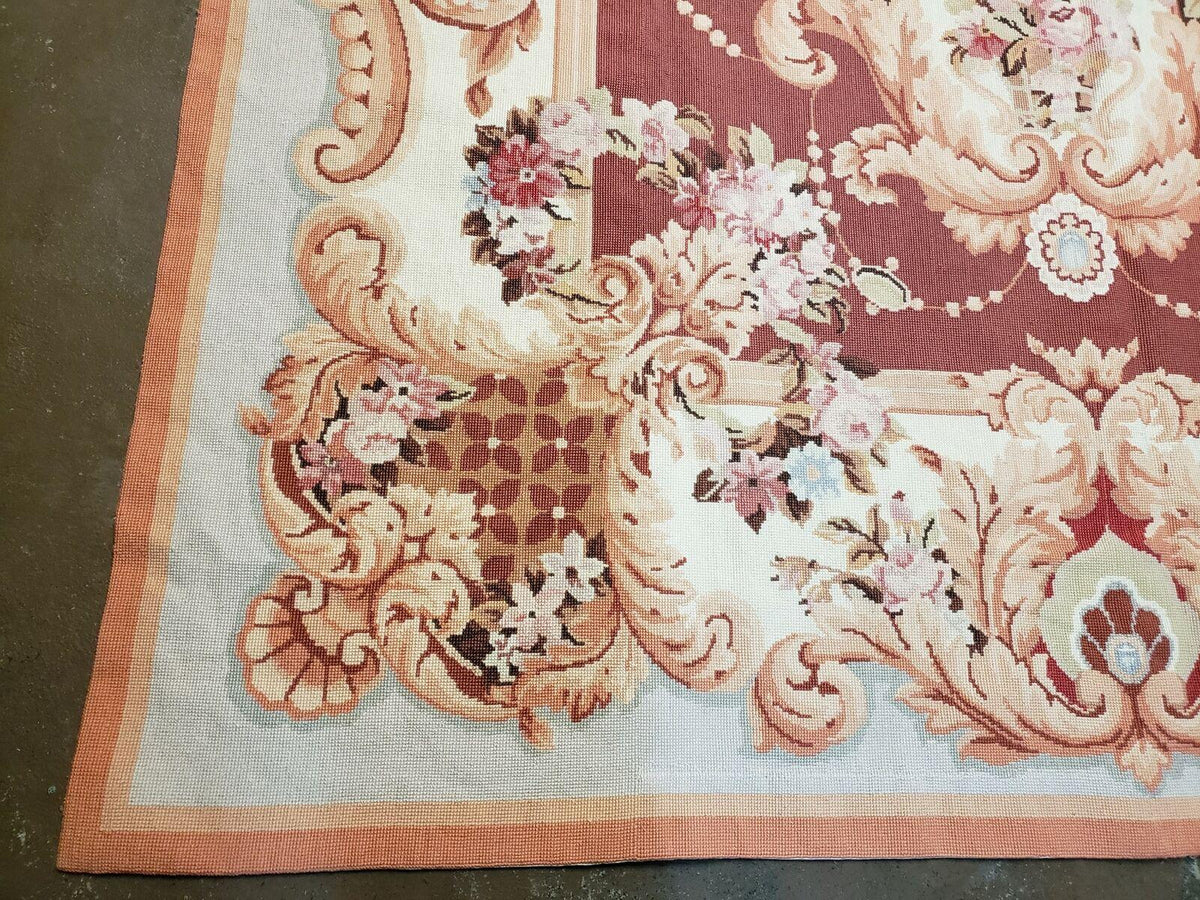 6' X 9' Vintage Handmade Chinese Needlepoint Wool Rug Flat Weave - Jewel Rugs, view 9