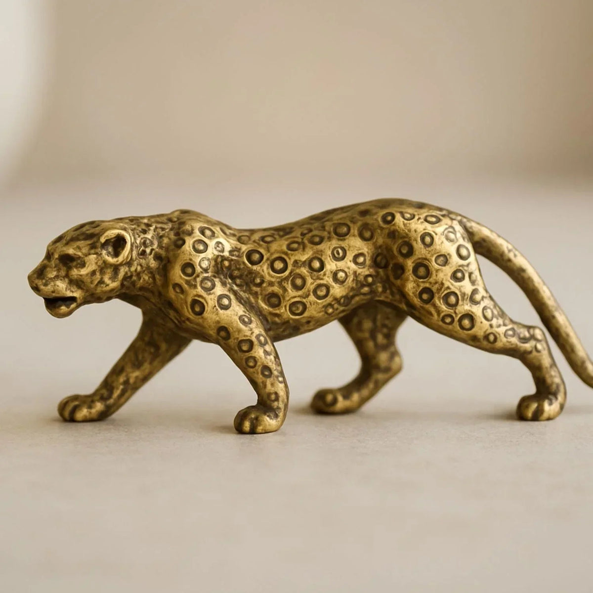 Mini Brass Leopard Figurine Vintage Style for Your Home and Office