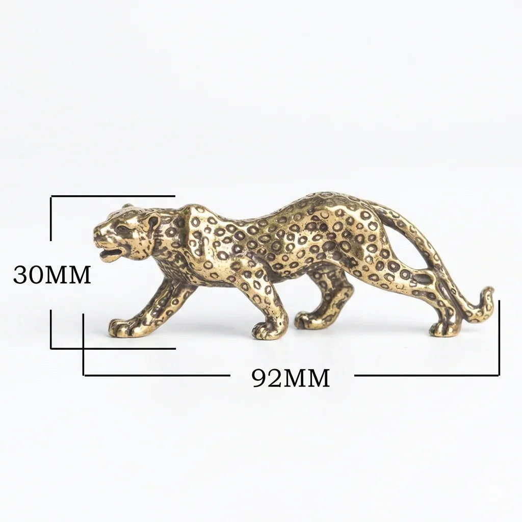Mini Brass Leopard Figurine Vintage Style for Your Home and Office