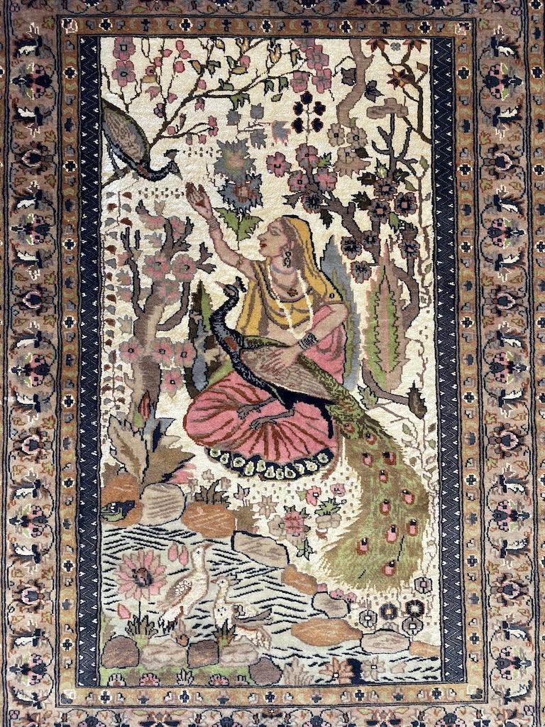 Vintage Chinese Rug 4x6 | Ivory, Beige & Pink | Hand-Knotted Wool - Rugistan