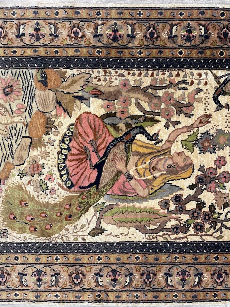 Vintage Chinese Rug 4x6 | Ivory, Beige & Pink | Hand-Knotted Wool - Rugistan, view 5