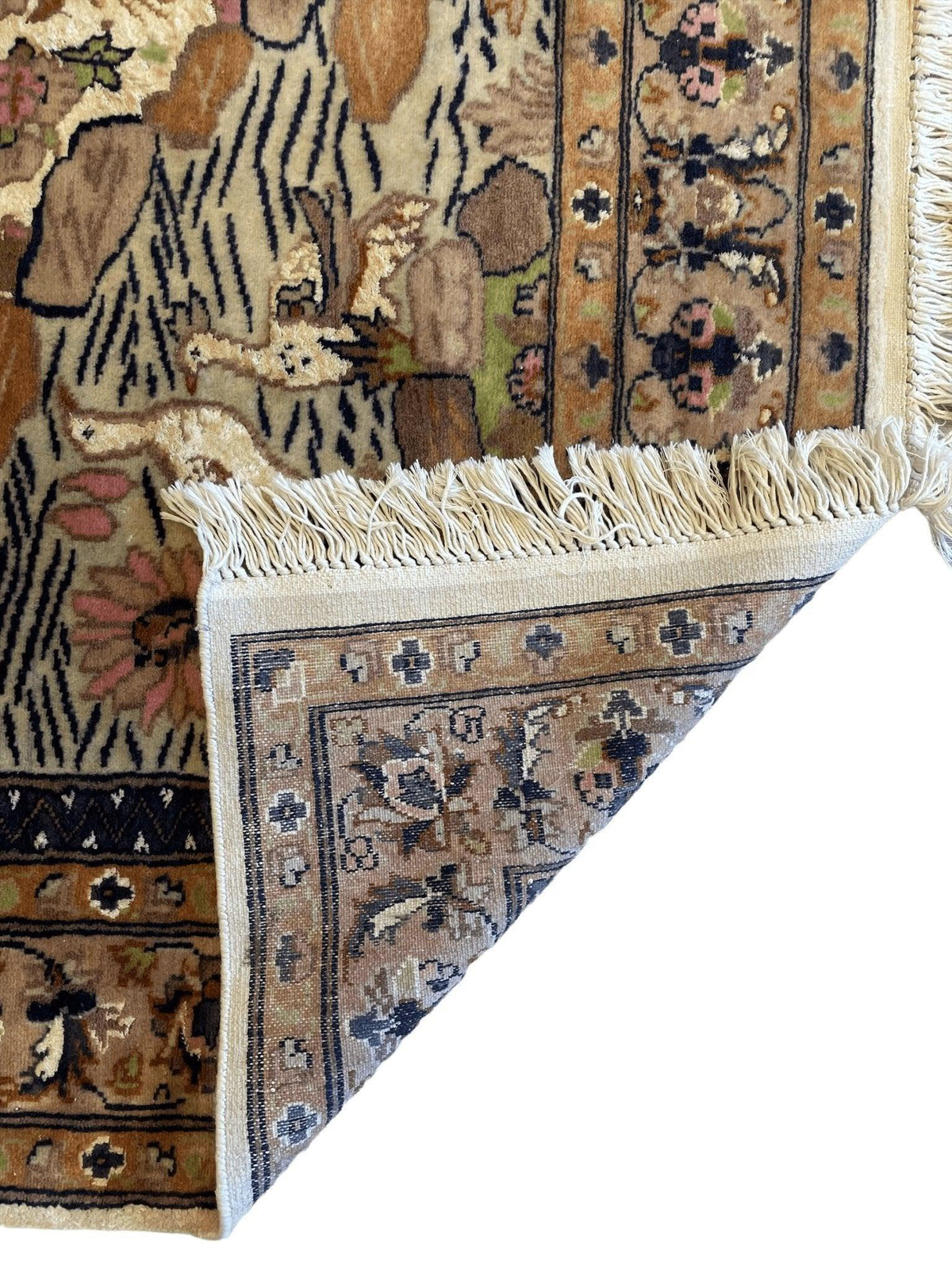 Vintage Chinese Rug 4x6 | Ivory, Beige & Pink | Hand-Knotted Wool - Rugistan, view 8