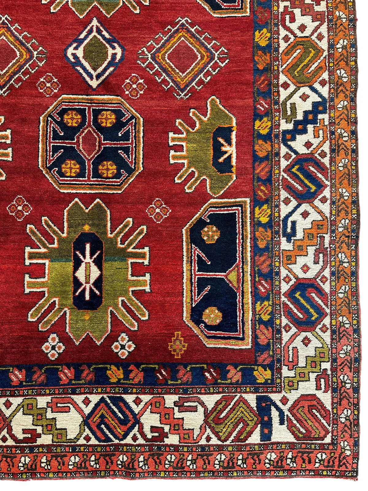 Vintage Persian Rug 5x11 | Red, Ivory & Navy | Hand-Knotted Wool - Rugistan, view 5