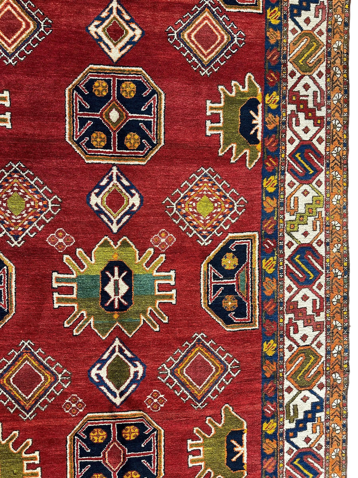 Vintage Persian Rug 5x11 | Red, Ivory & Navy | Hand-Knotted Wool - Rugistan, view 7