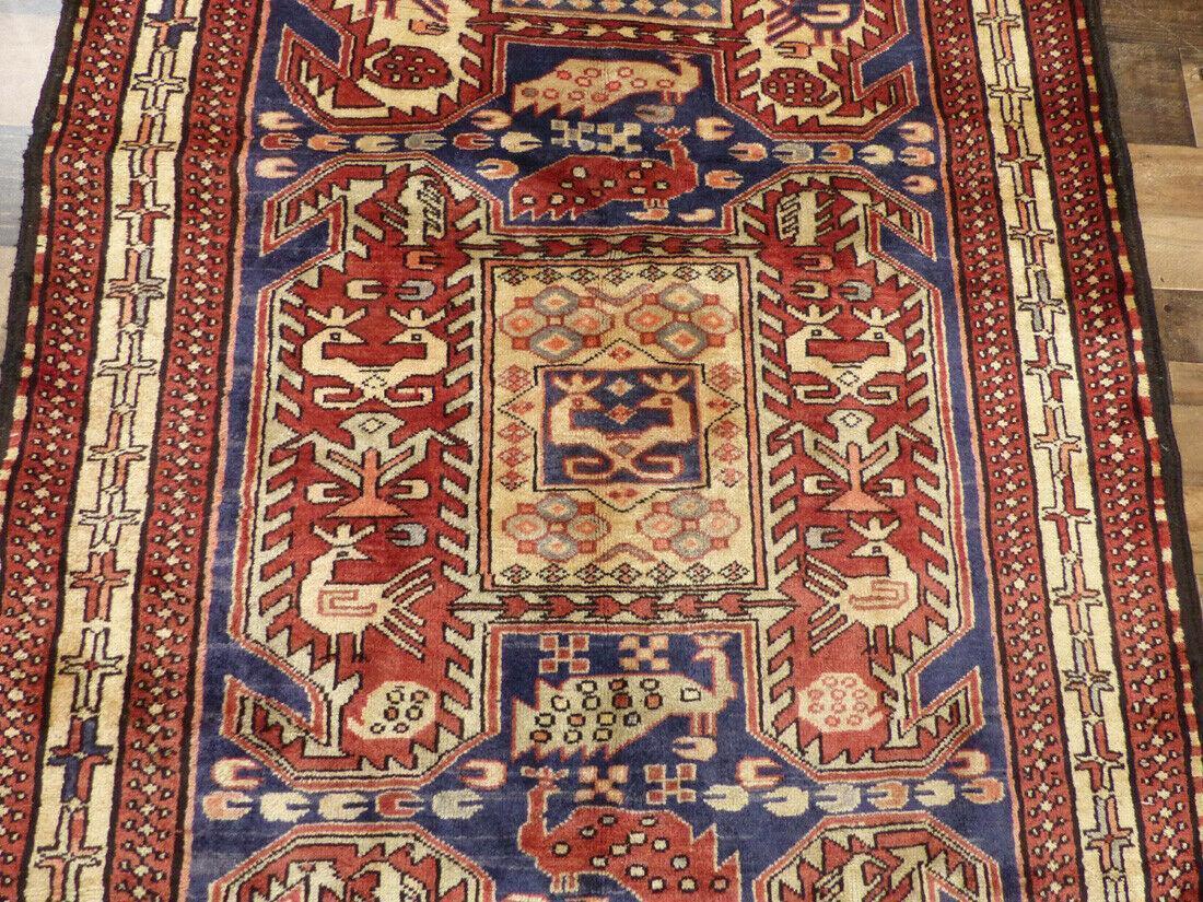 Vintage Persian Runner 4x10 | Rust, Blue & Ivory | Hand-Knotted Wool - Rugistan, view 8