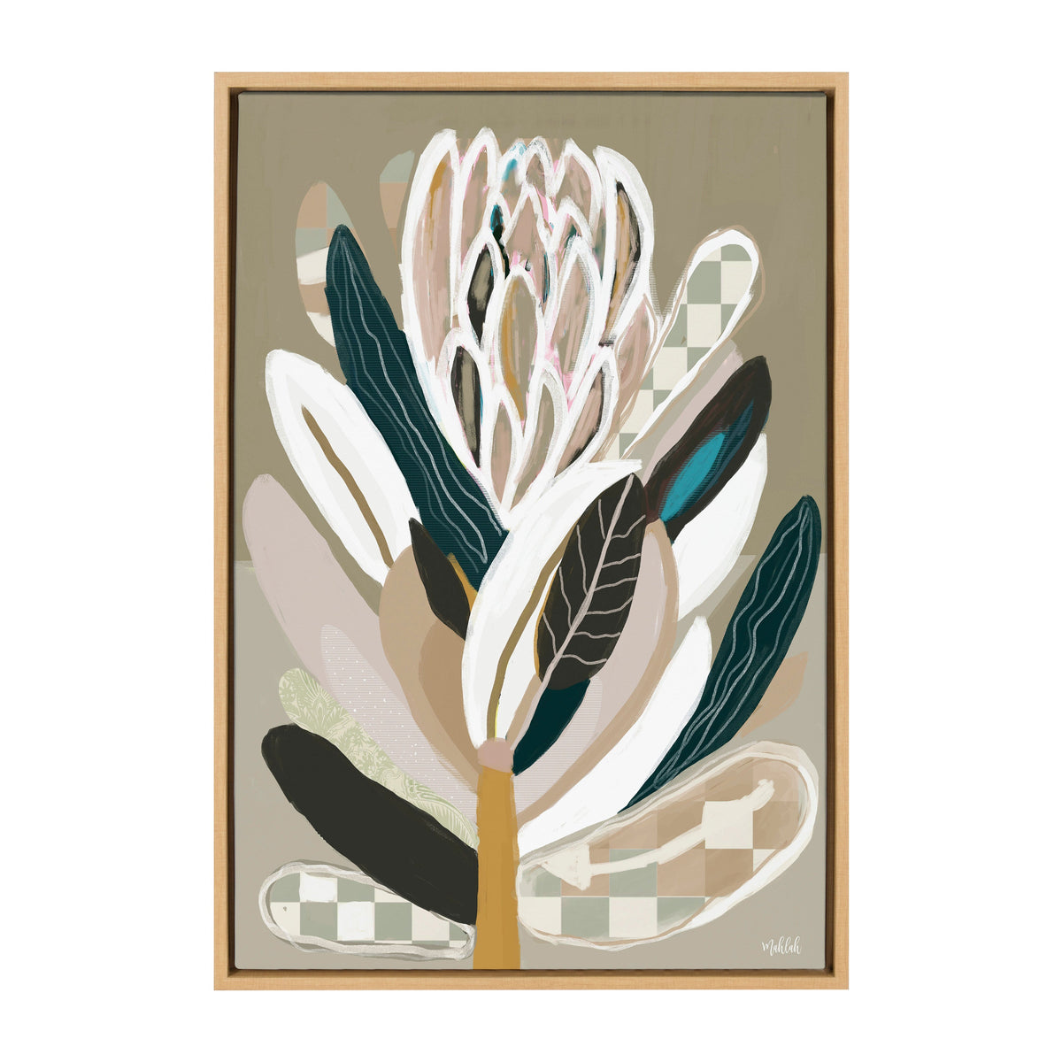 Sylvie Sage Protea Framed Canvas by Inkheart Designs