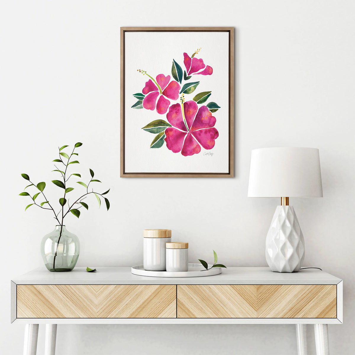 Sylvie Hibiscus Bloom Fuchsia Framed Canvas by Cat Coquillette