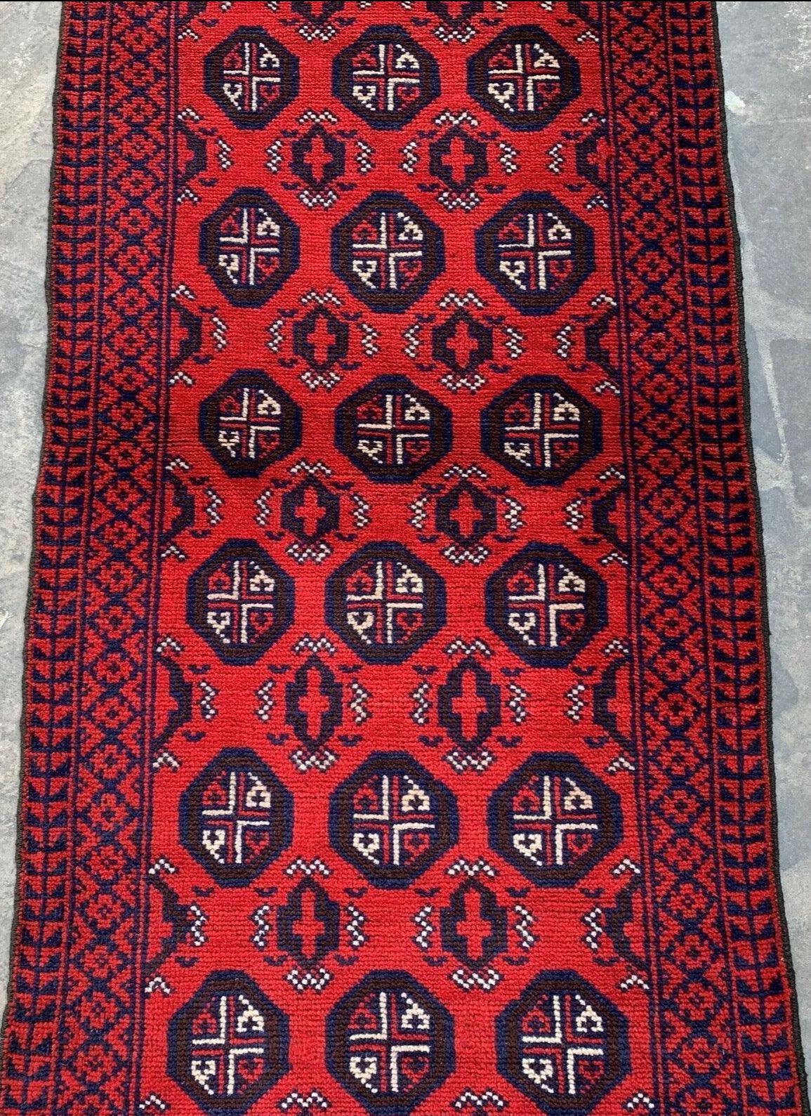Hand Knotted Afghani Wool Baluch Runner Rug With Rug Pad 2x7 Ft - Rugistan, view 2
