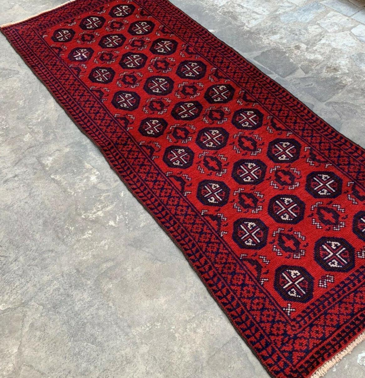 Hand Knotted Afghani Wool Baluch Runner Rug With Rug Pad 2x7 Ft - Rugistan, view 4