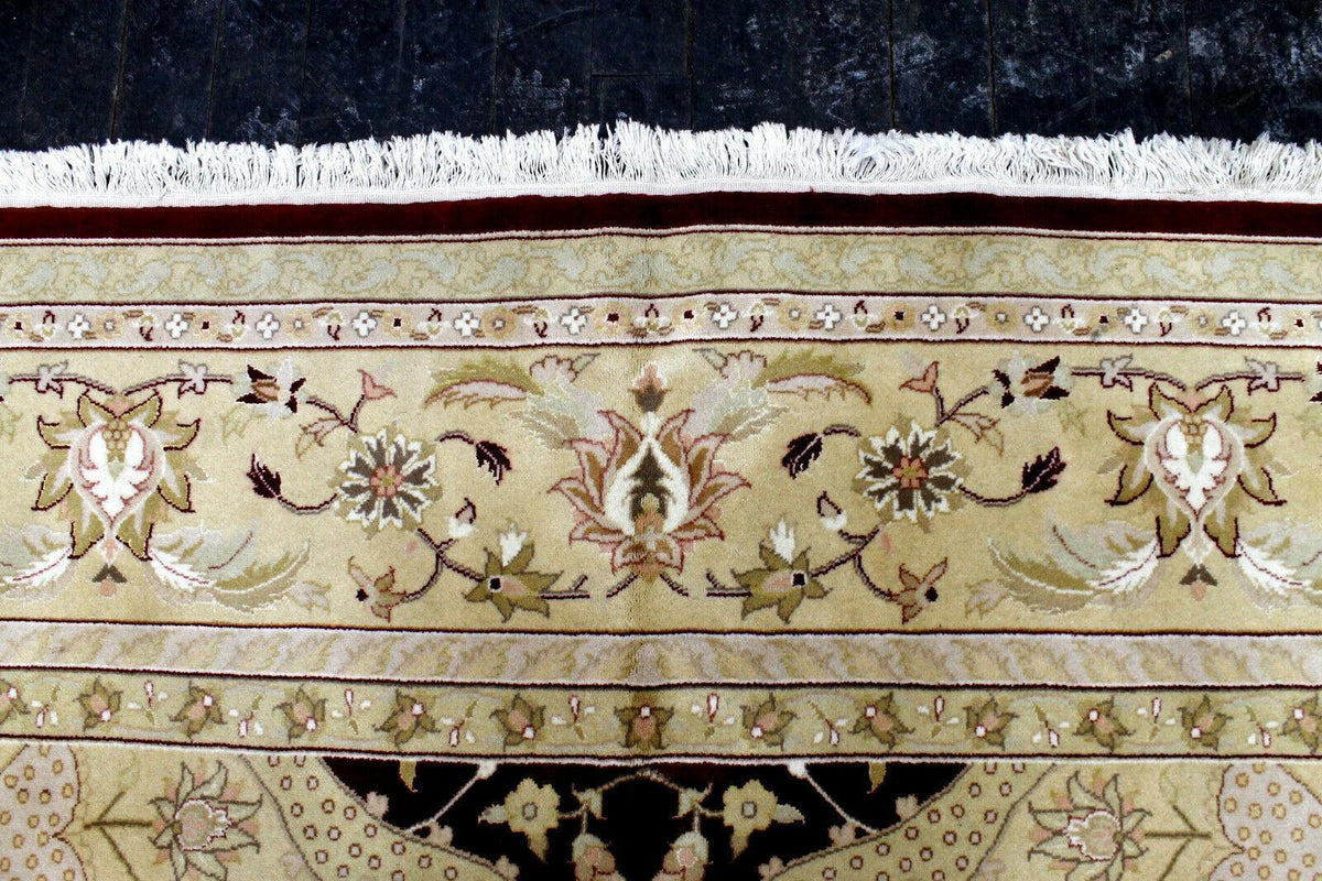Pakistani Chobi Rug 9x12 | Burgundy, Beige & Ivory | Hand-Knotted Wool - Rugistan, view 9