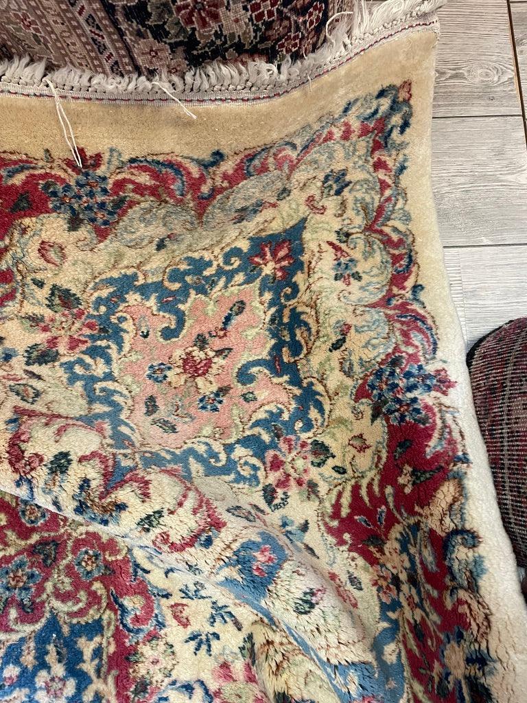 Antique Persian Kerman Rug 10x13 | Ivory, Pink & Red | Hand-Knotted Wool - Rugistan, view 10