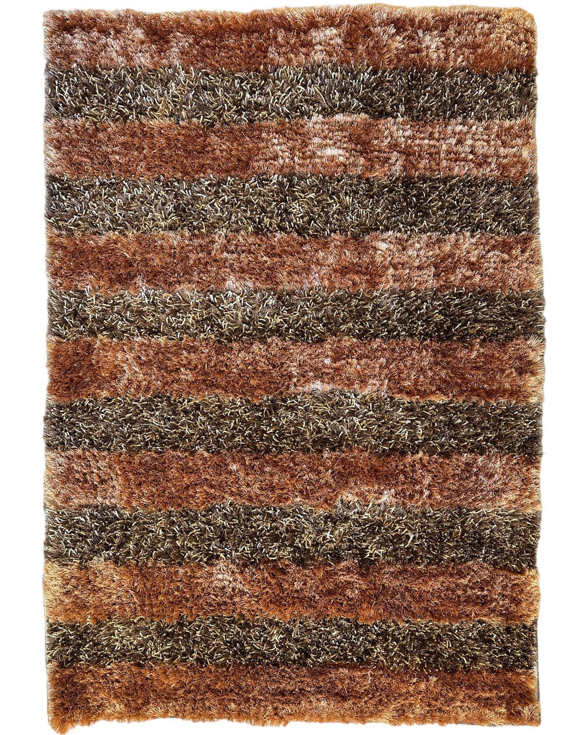 Striped Area Rug 4x6 | Rust, Gray & Black | Wool - Rugistan