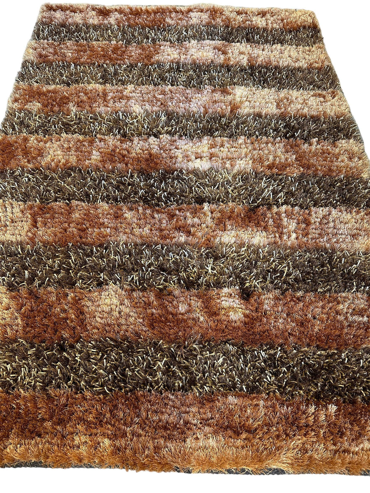 Striped Area Rug 4x6 | Rust, Gray & Black | Wool - Rugistan, view 3